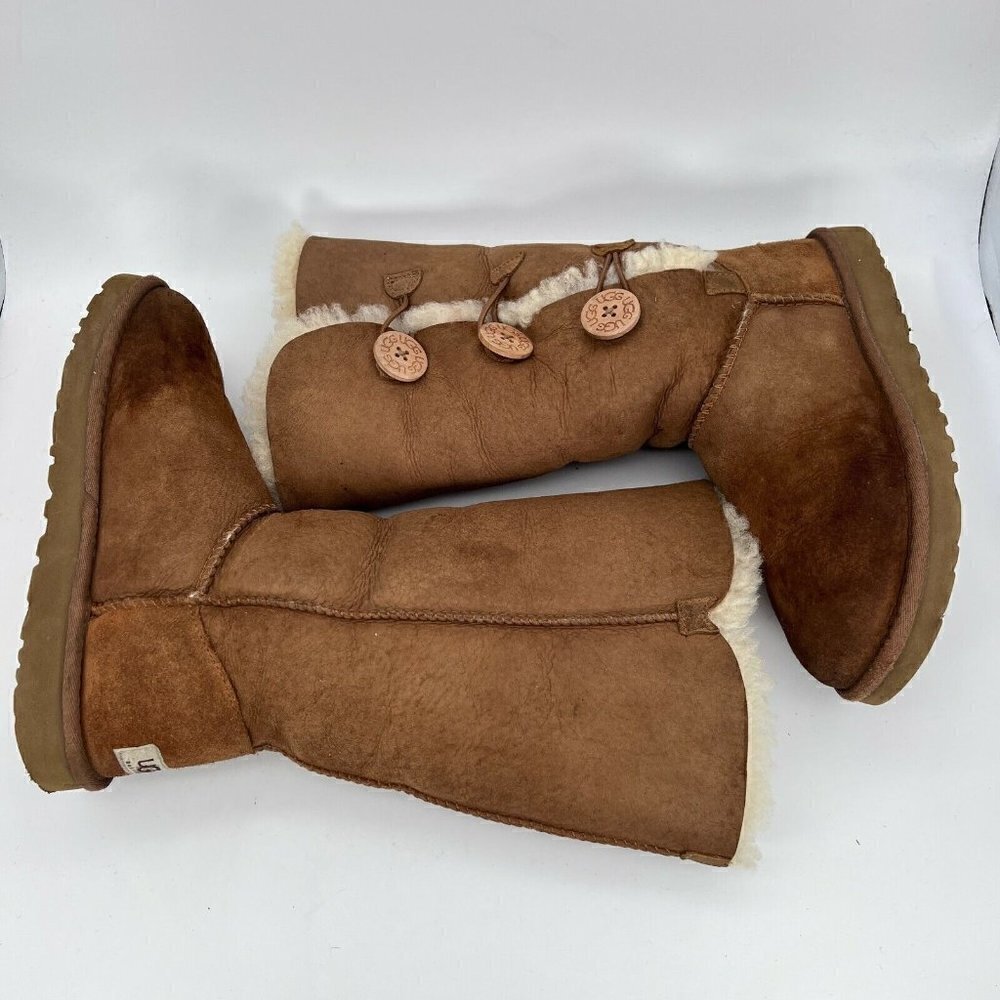 UGG Australia Bailey Button Women Size 7 Brown Mid Calf Winter Snow Boots 1873 - Picture 6 of 12